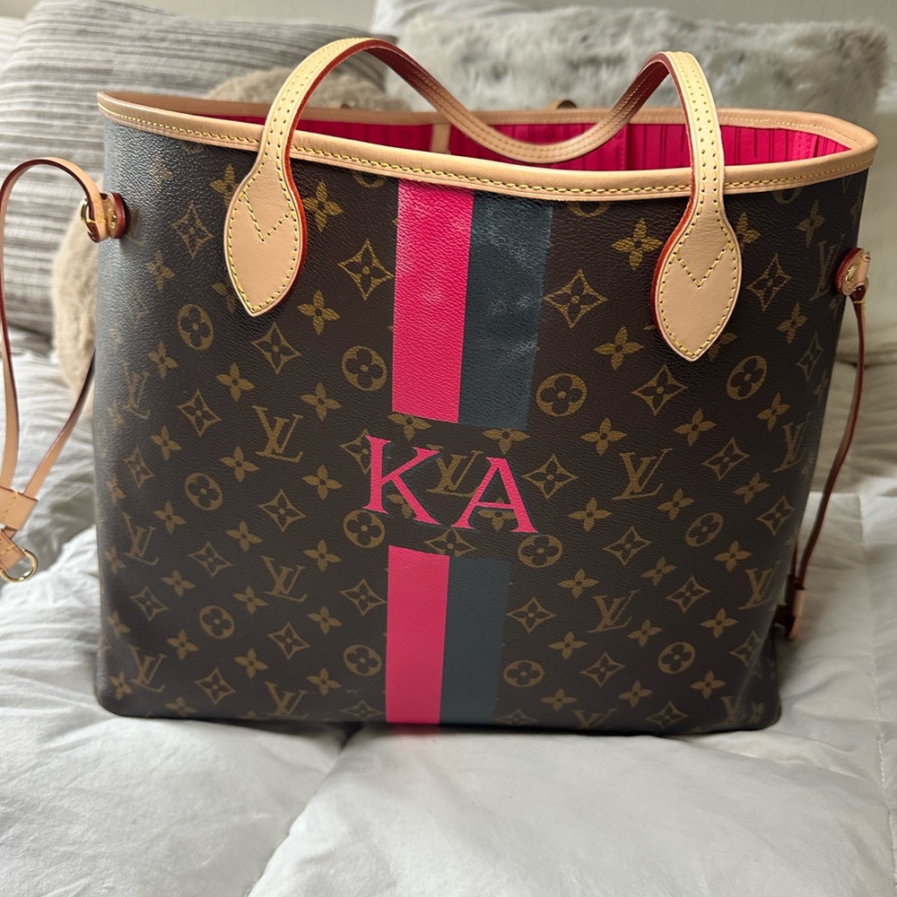 Louis Vuitton Brown and Pink Neverfull Tote - Picture 3 of 3